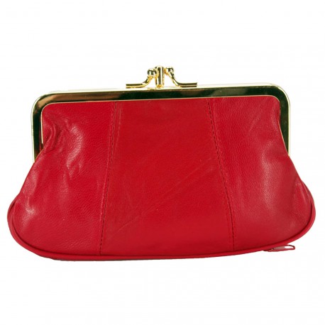 Porte monnaie femmes en cuir à fermoir métal boule clic clac neuf